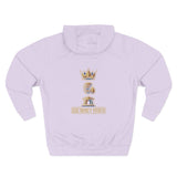 God Money Power Hoodie — Crown & Coin Vertical Graphic Fleece Hoodie