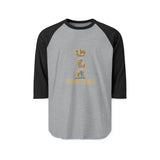 Raglan Shirt — Gold Crown 'God Money Power' Graphic Baseball Tee