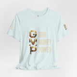 GVP 'God Money Power' Graphic Tee – Gold Lettering Christian Streetwear