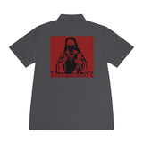 Men's Polo Shirt — 'God Money Power' Red Graphic Jesus Design
