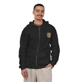 Money Power Zip Hoodie — Gold Emblem Graphic Full‑Zip Hooded Sweatshirt