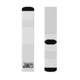 Custom Logo Sublimation Socks — Personalized Athletic Crew Socks with 'GMP' Design