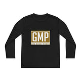 GMP "God Money Power" Youth Long Sleeve Tee — Gold Logo Athletic Shirt