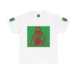 Graphic Tee — Masked Saint Illustration (Red & Green)