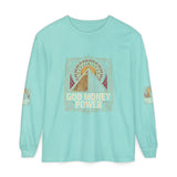 Long Sleeve T-Shirt — 'God Money Power' Pyramid Graphic