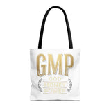 GMP Tote Bag - "God Money Power" Gold Lettering Inspirational Canvas Tote