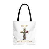 GMP 'God Money Power' Floral Cross Tote Bag