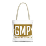 GMP Gold Logo Tote Bag — "God Money Power" Inspirational Canvas Tote