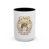 GMP Tiger Accent Coffee Mug — "God Money Power" Motivational 11/15oz Ceramic Mug