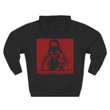 Three-Panel Fleece Hoodie — Red Icon Jesus Graphic Hoodie (I Don't Want Power Text)