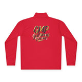 Quarter-Zip Pullover — "GMP God Money Power" Metallic Script Chest & Back