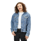 Denim Jacket — 'God Money Power' Back Print Men’s Jacket