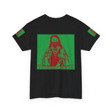 Graphic Tee — Masked Saint Illustration (Red & Green)