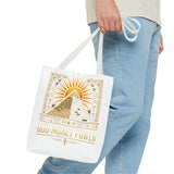 Egyptian Pyramid Tote Bag — "God Money Power" Sun & Ankh Graphic