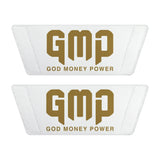 Slide Sandals — White "GMP" Gold Logo Removable-Strap Slides