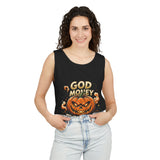 God Money Power- Halloween Tank Top — Pumpkin Graphic Sleeveless Tee