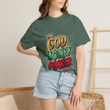God Money Power T-Shirt — Bold Comic Typography Tee
