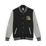 God Money Power Letterman Jacket — Red Varsity Bomber with GMP Gold Logo