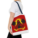 Sunrise Rasta Tote Bag – "God Money Power" Graphic Beach Shopper