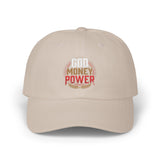 God Money Power Dad Cap – White Embroidered Baseball Hat