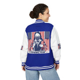 Letterman Jacket — Patriotic 'God Money Power' Graphic Varsity Jacket