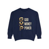 Sweatshirt — G.M.P. Gold Logo "God Money Power" Casual Graphic Sweatshirt