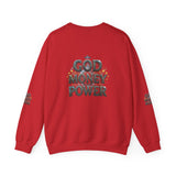 Crewneck Sweatshirt — "God Money Power" Graphic Pullover