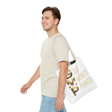 God Money Power Tote Bag – Gold 3-Word Motivational AOP Tote
