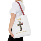 GMP 'God Money Power' Floral Cross Tote Bag