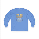 GMP (God Money Power) Long Sleeve Tee — Gold Logo Faith Streetwear