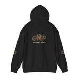 GMP Logo Hoodie — Classic White Pullover with Subtle Gold Accent