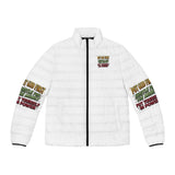 Puffer Jacket — "Put God First, Hustle for the Money, Put Yourself in Power" Inspirational Graphic