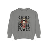 God Money Power- Sweatshirt — Skull Crown Graphic Crewneck