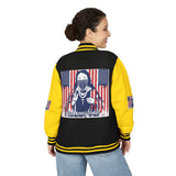 Letterman Jacket — Patriotic 'God Money Power' Graphic Varsity Jacket