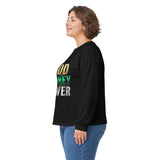 God Money Power Long Sleeve Tee — Inspirational Faith & Wealth Graphic Shirt