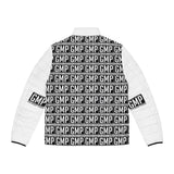 GMP Logo Puffer Jacket — Black & White All-Over Printed Men’s Jacket