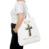 GMP 'God Money Power' Floral Cross Tote Bag