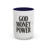 God Money Power Accent Coffee Mug – Inspirational Religious Typography Mug (11/15oz)
