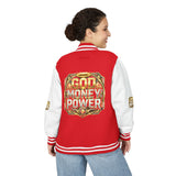 Letterman Jacket — God Money Power Gold Emblem Varsity Jacket