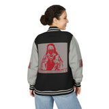 Letterman Jacket — 'God Money Power' Retro Religious Graphic