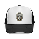God Money Power Trucker Cap – Retro Fist Emblem Mesh Hat