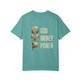 T-Shirt — GVMP Gold Graphic: "God Money Power" Statement Tee