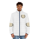 Puffer Jacket — 'God Money Power' Gold Emblem Men's Winter Coat