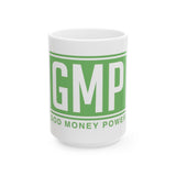 GMP 'God Money Power' Ceramic Coffee Mug – Inspirational Green Logo (11oz & 15oz)