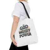 God Money Power Tote Bag — Inspirational Faith & Prosperity Canvas Tote