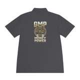 Money Power Polo — Men's White Sport Polo with 'GMP Money Power' Gold Dice Emblem