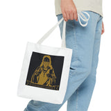 Religious Icon Tote Bag — 'God Money Power' Gold Graphic