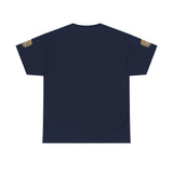 Graphic Tee — "God Money Power" Gold Crest T-Shirt
