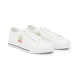 Men's Low Top Sneakers — 'God Money Power' Minimal White Canvas Shoes