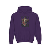 Youth Hoodie "God Money Power" Skull Graphic